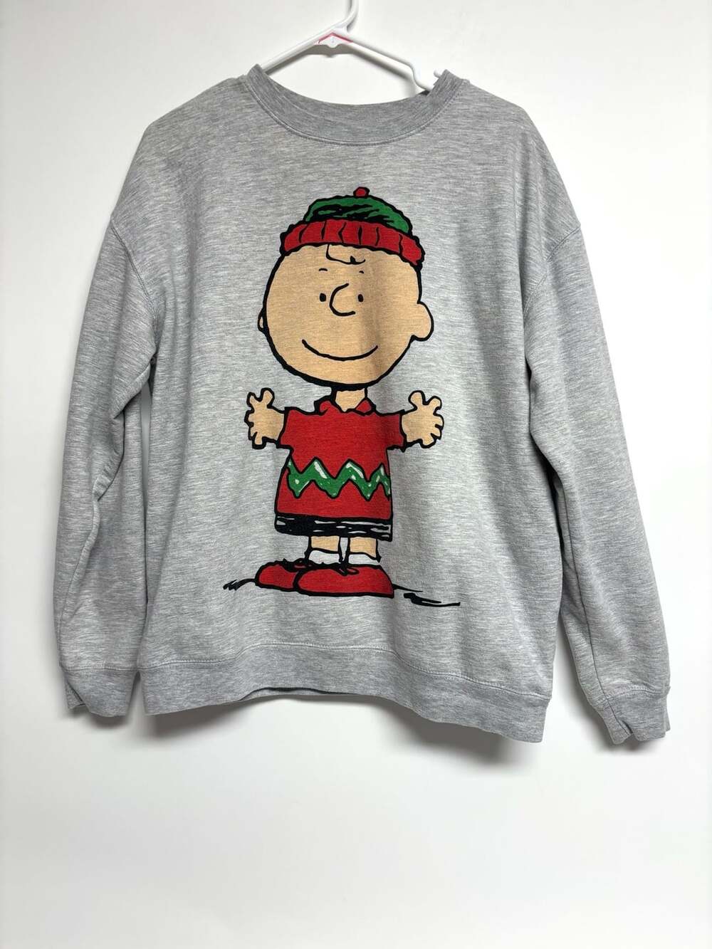 Peanuts Charlie Brown Christmas Sweatshirt Size L Gray